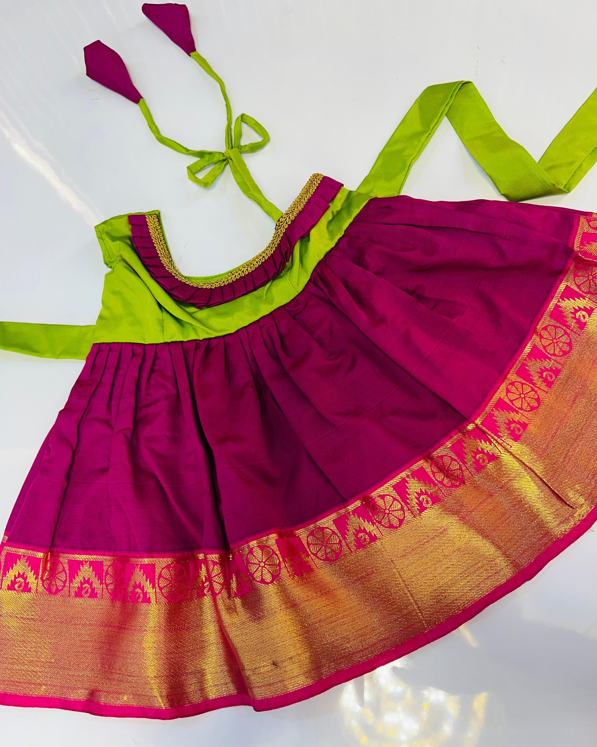 Neon Green & Dark Pink Frock