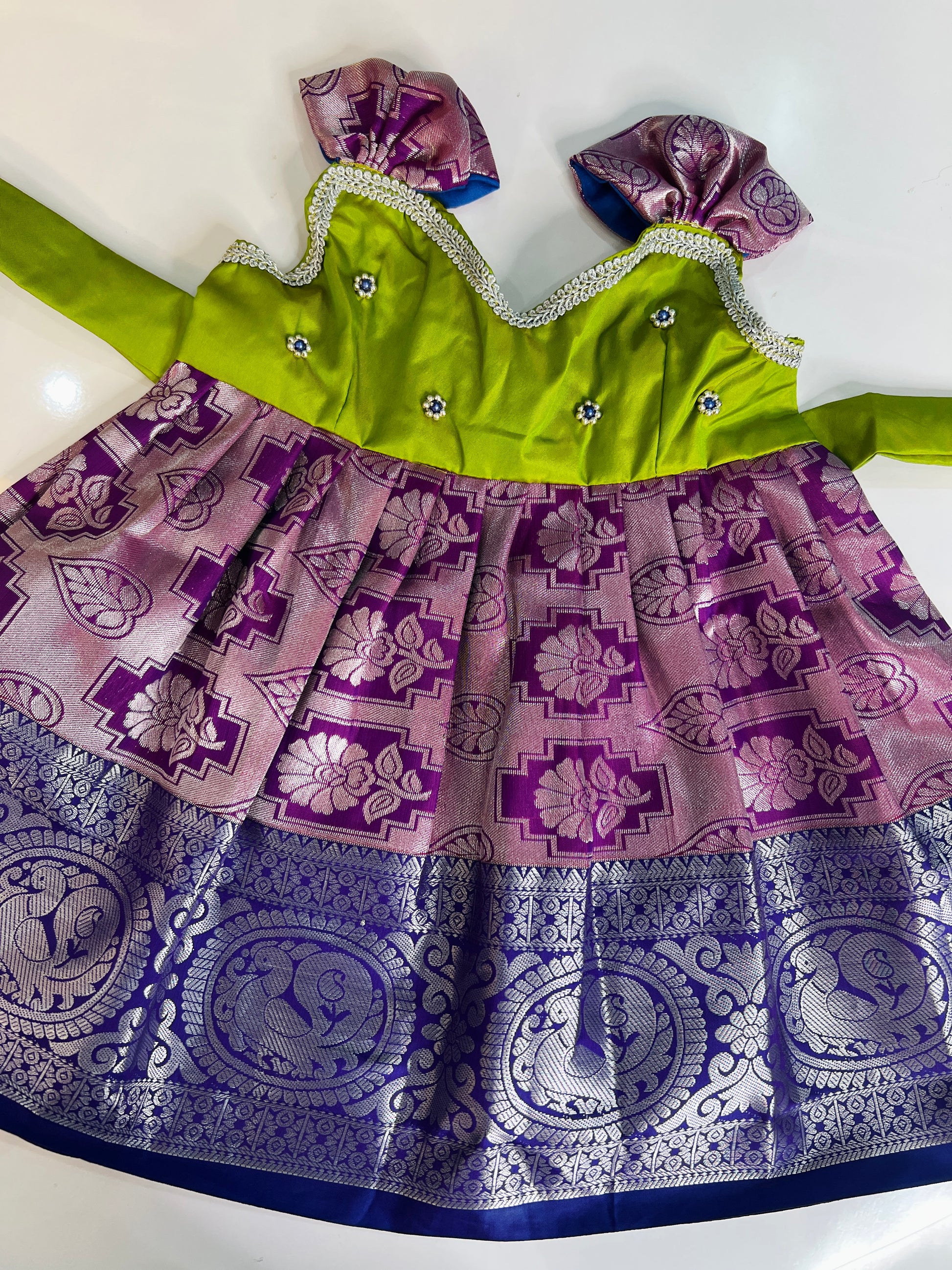 Mehandi Green & Blue Frock