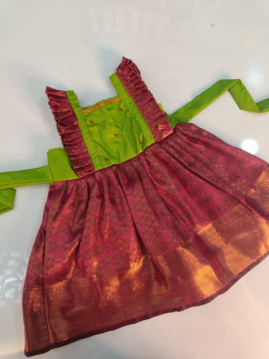 Green & Maroon Frock