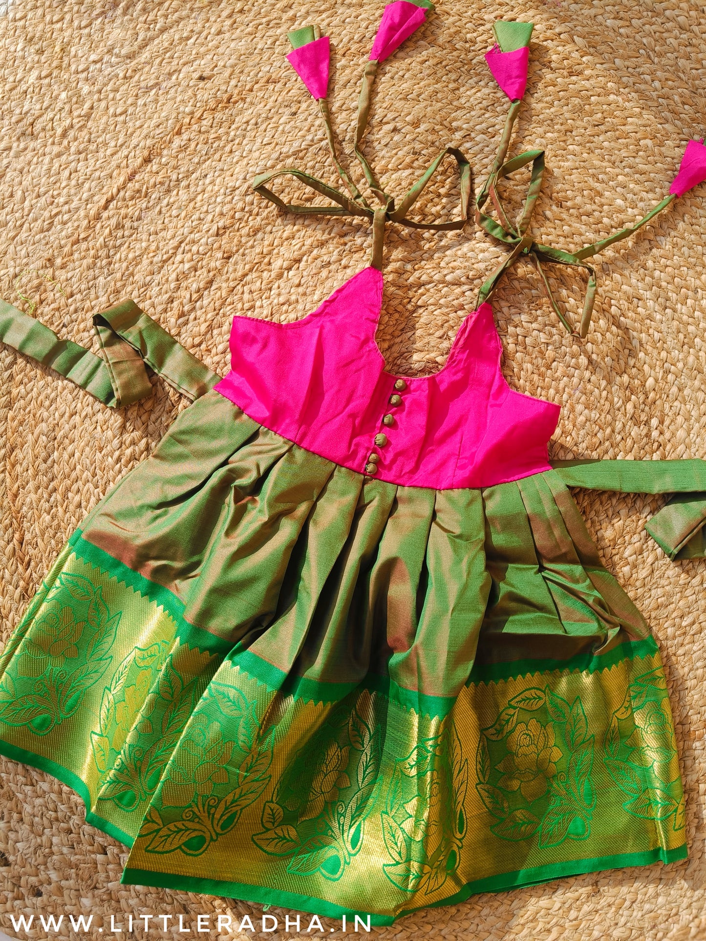 Baby Pink & Green Frock