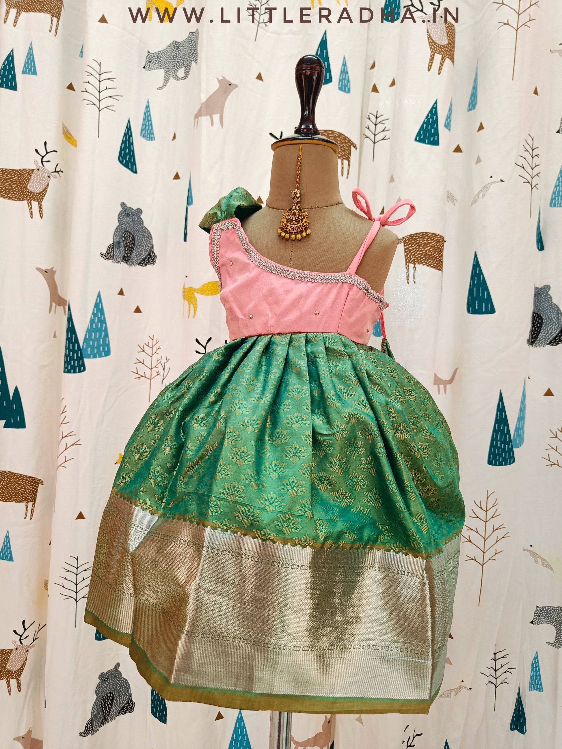 Peach and Mint green frock littleradha Peach and Mint green frock littleradha