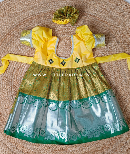 Lemon Yellow & Green Frock